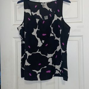 Worthington Black and Purple Floral Top